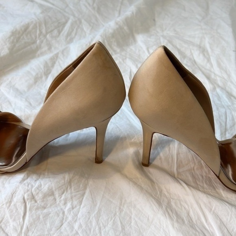 Badgley Mischka Rhinestone Silk Peeptoe Shoes Heels Open Toe Summer Blush 8.5 - Picture 16 of 16